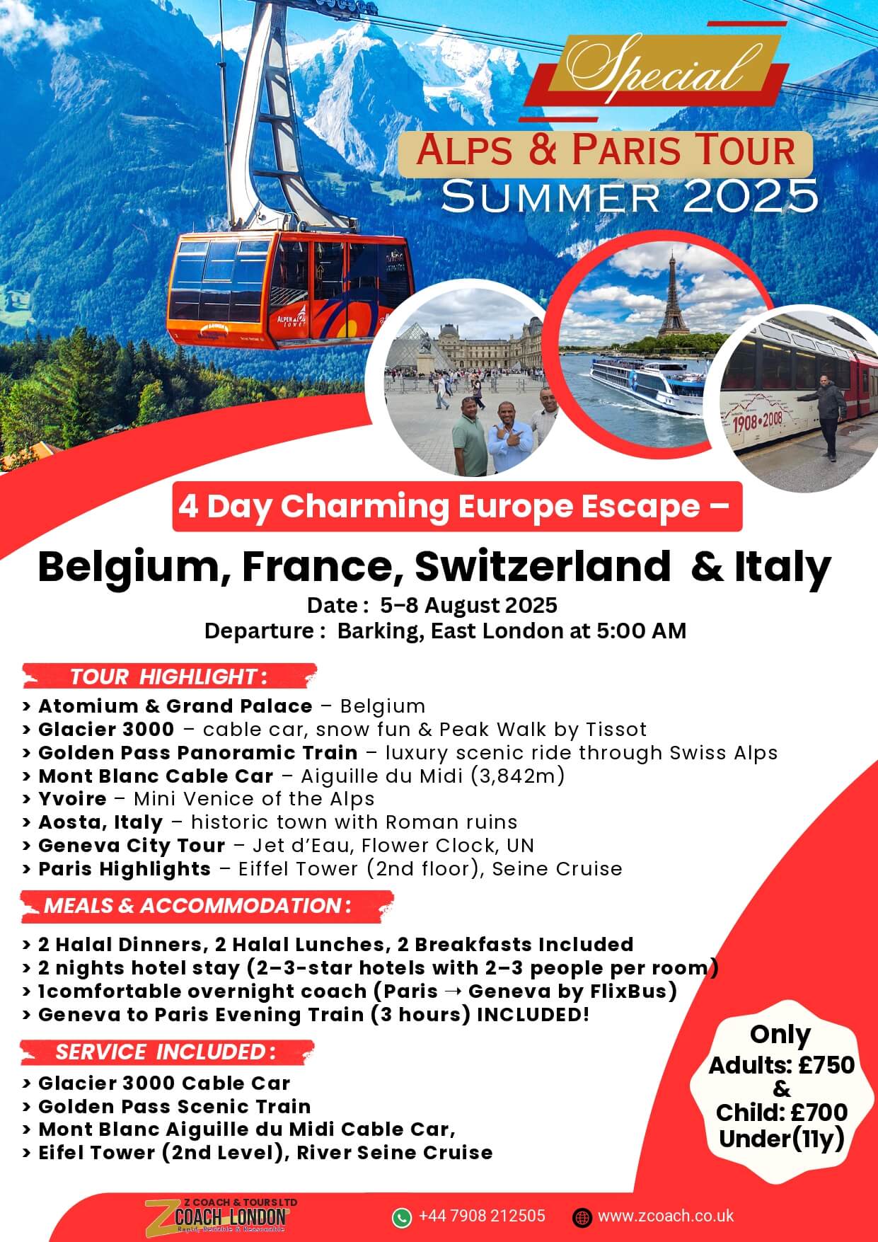 Alps & Paris Tour! (Belgium, France, Switzerland & Italy) | 4 Days - August 5-8