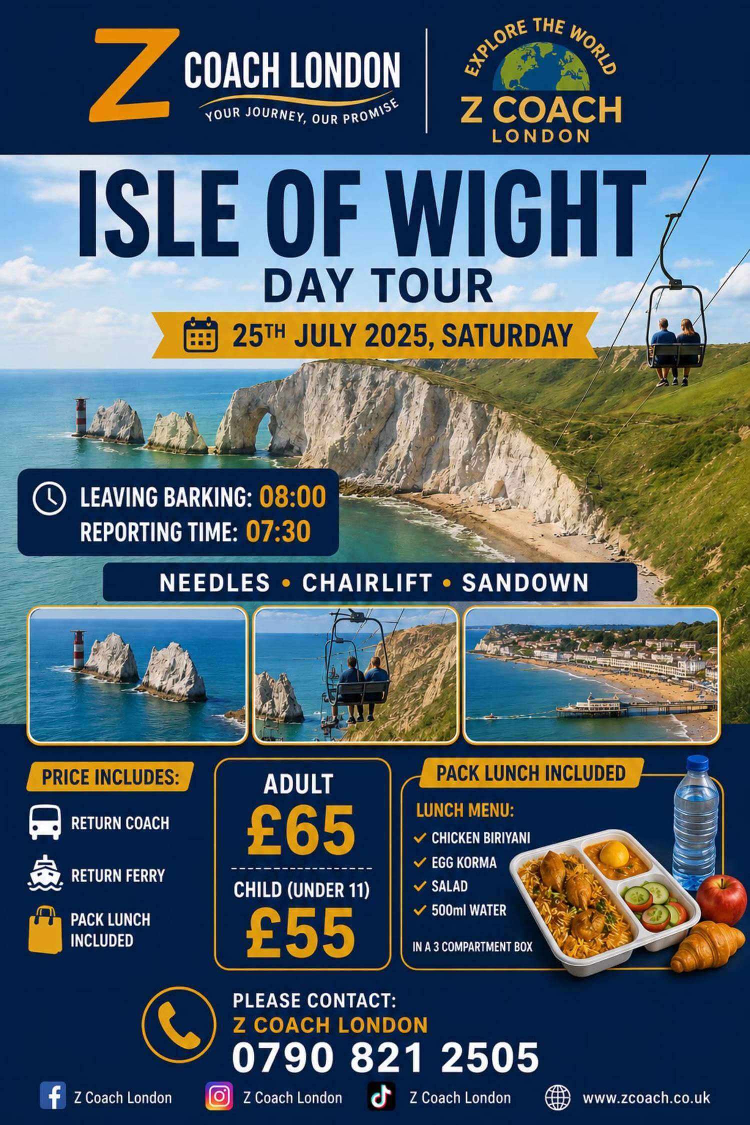 Isle of Wight Day Tour | Needles, Chairlift, Sandown | 25 July, 2026