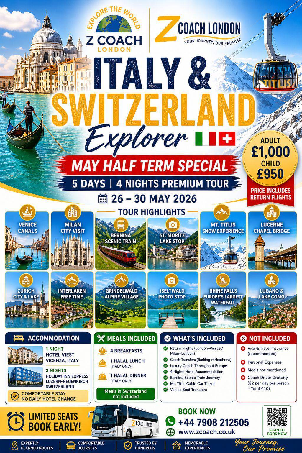 Italy & Switzerland Explorer  | 5 Days / 4 Nights | 26 - 30 May, 2026
