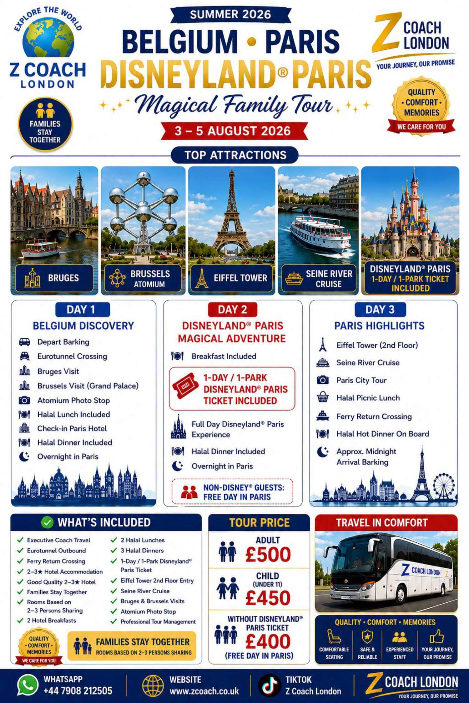 Belgium, Paris & Disneyland Paris Family Tour | 3 Days | 2 Nights | 3-5 August, 2026